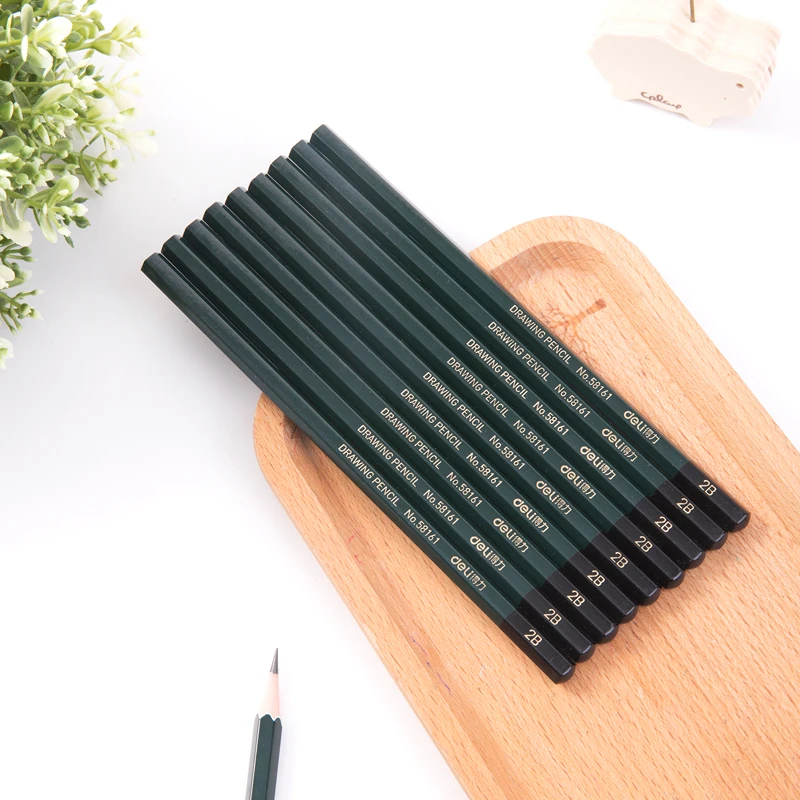 

DELI 58160 Sketch Pencil Wholesale 30/50/100PCS/Lot Wooden Lead Pencils HB/2B Children School Writing Stationery Drawing Pencil