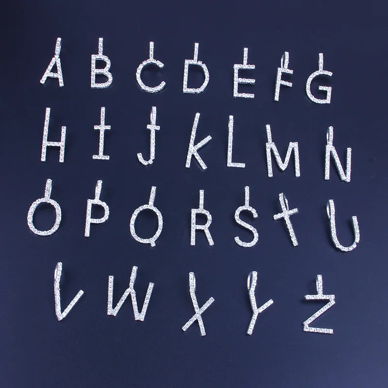 

Iced Out Tennis Chain CZ Crystal Alphabet Pendant Hip Hop Bling Jewelry Cubic Zirconia letter Name Initial Necklace Women