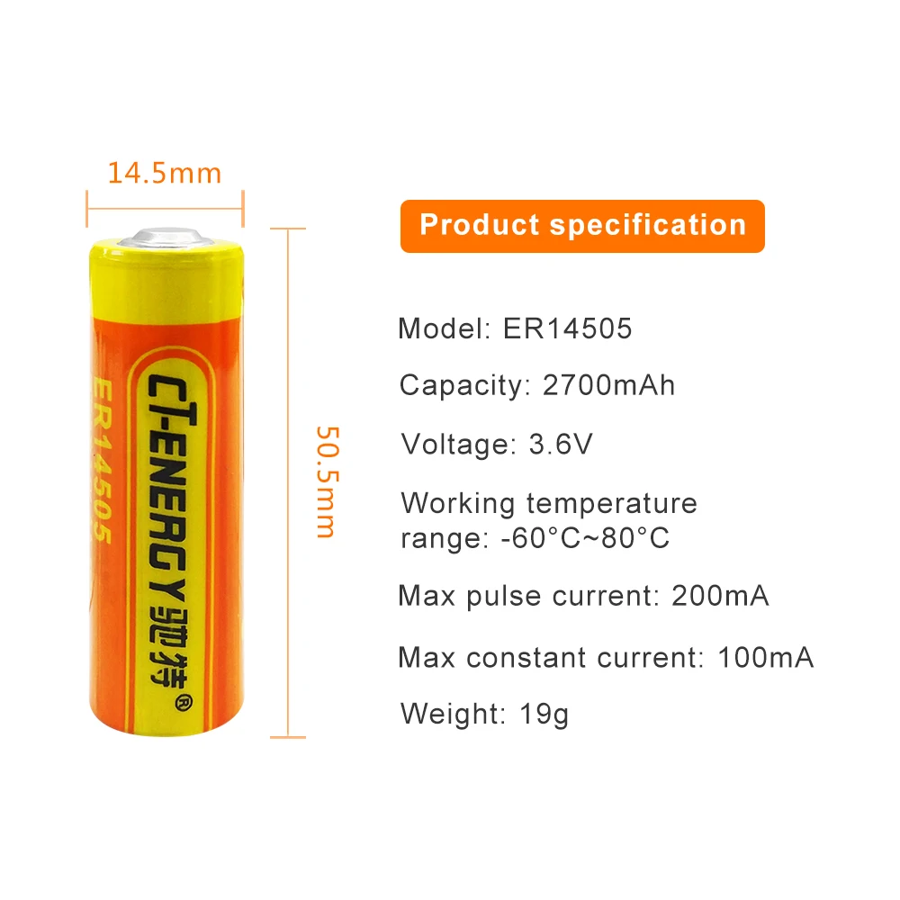CT-ENERGY ER14505 LiSOCl2 AA 3 6 V 2700 мА/ч литий Батарея 4 шт./компл. |