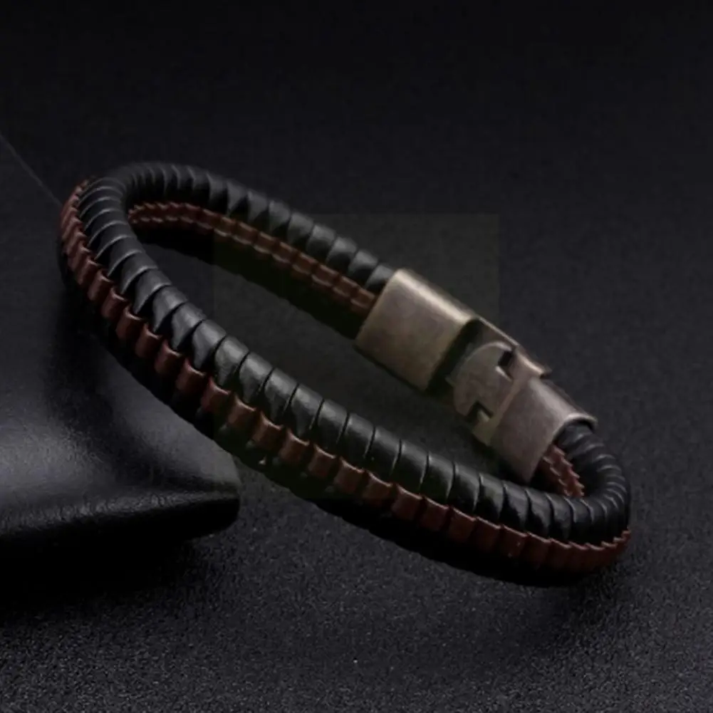 

Woven leather bracelet Vantage Bracelets Scandinavian Jewelry Rope Gifts Men Bangles B3M6