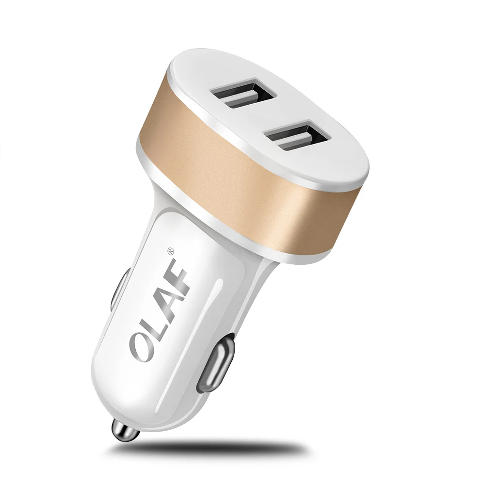OLAF светодиодный USB зарядное устройство для iPhone, samsung, Xiaomi, зарядное устройство для мобильного телефона, автомобильный стиль, планшет, gps, автомобильное зарядное устройство, 2 USB, автомобильное зарядное устройство - Тип штекера: gold