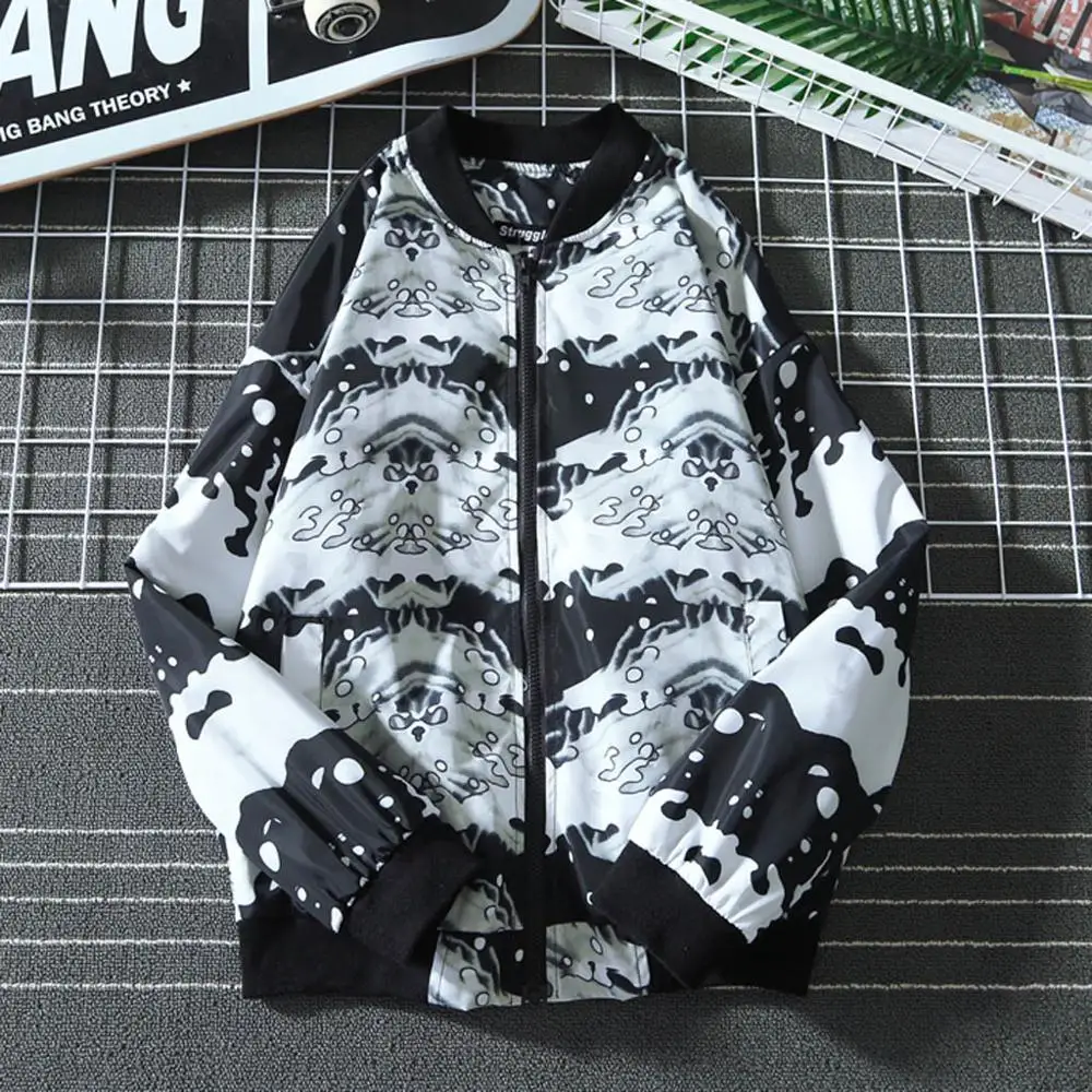 Мужская бейсбольная куртка с длинным рукавом модная повседневная принтом на