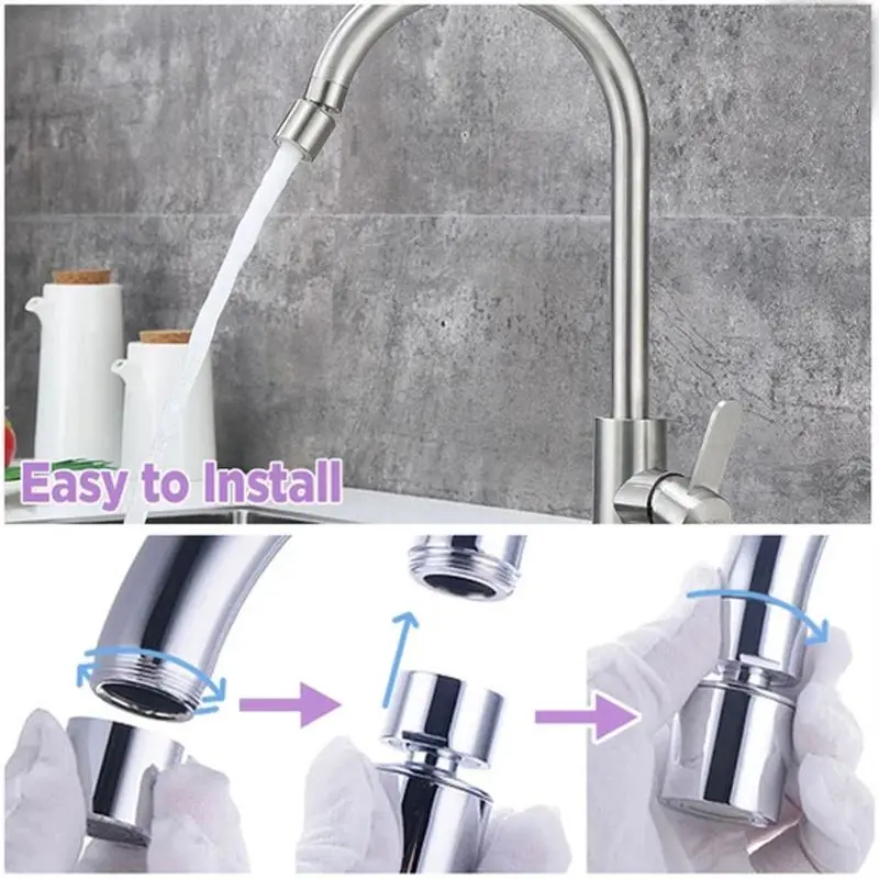 

Kitchen Sink Aerator Solid Brass Big Angle Swivel Faucet 2Function 1.8GPM Chrome