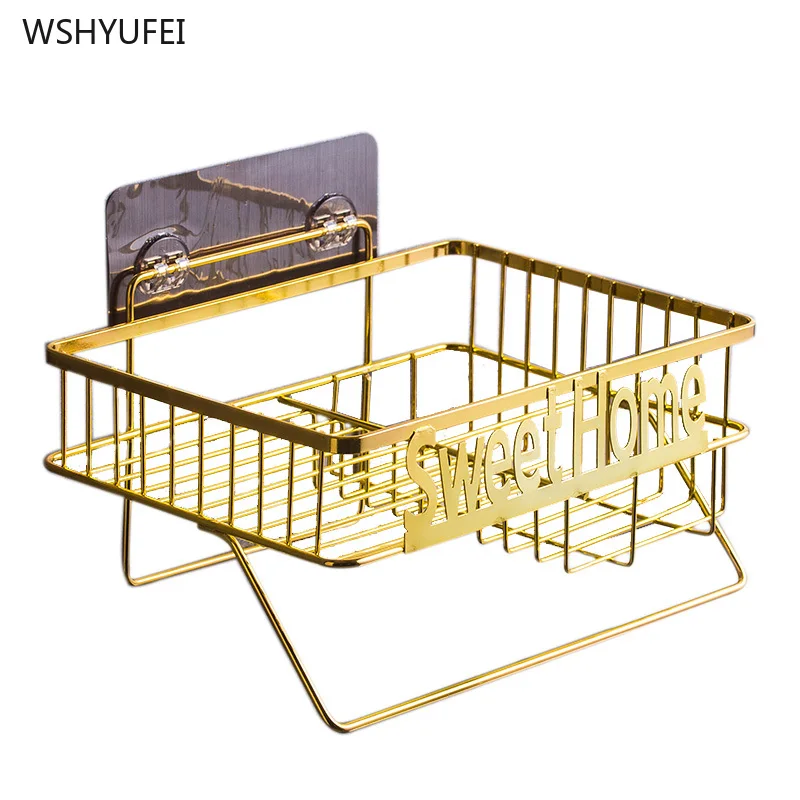 WSHYUFEI ванная комната Пробивной Бесплатный душ полка Золотой кованого железа