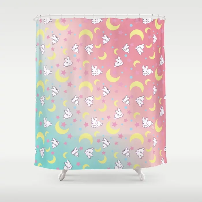 Штора для душа с рисунком Сейлор Мун зайчик Товары ванной декор крючками