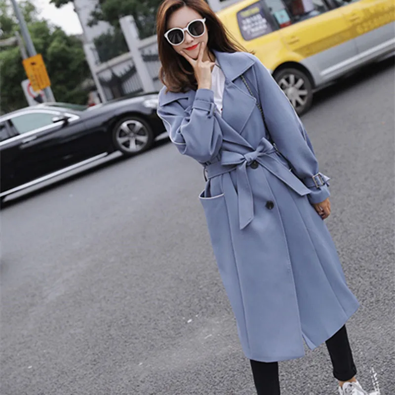 Женский элегантный Тренч в британском стиле двубортный Свободный плащ ветровка