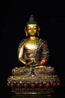 8tibet temple collection old bronze filigree mosaic gem dzi bead shakyamuni buddha amitabha enshrine the buddha