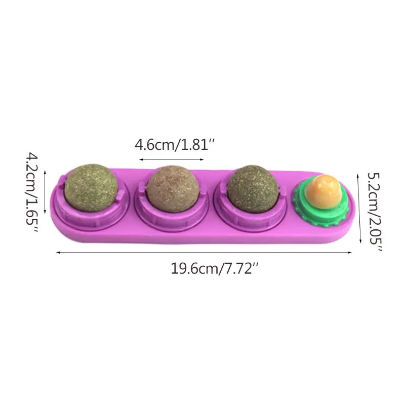 

4Pcs/Set Cat nip Ball Set Self-adhesive Rotated Catnip Silvervine Lick Ball Molar Teething