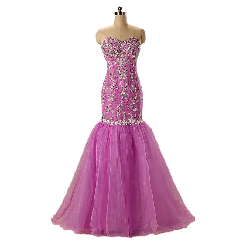 Вечернее платье с юбкой годе вышивкой кристаллами без бретелек|Вечерние платья| |