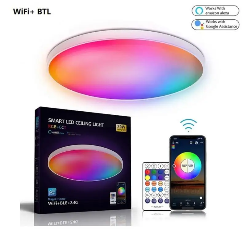 

SMART WiFi LED Ceiling Light For Living Room Smart Ceiling Lamp RGB Dimmable 30W 2200LM 110V 220V Work With Alexa Google Home