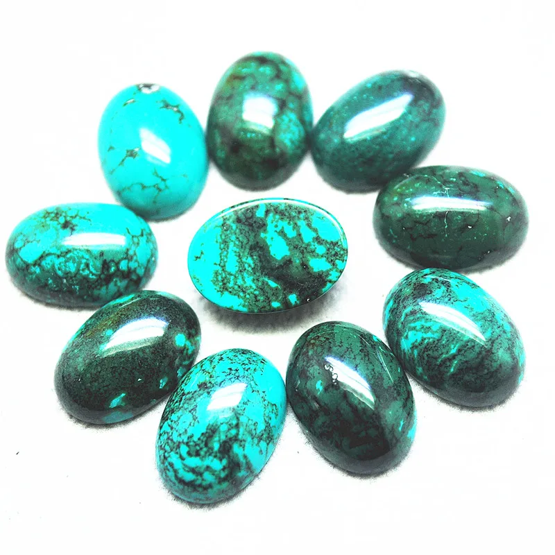 

12PCS Nature Green Turquoise Cabochons No Hole Size 13X18MM Oval Shape Fashion DIY Jewelry Accessories And Findings Good Sells