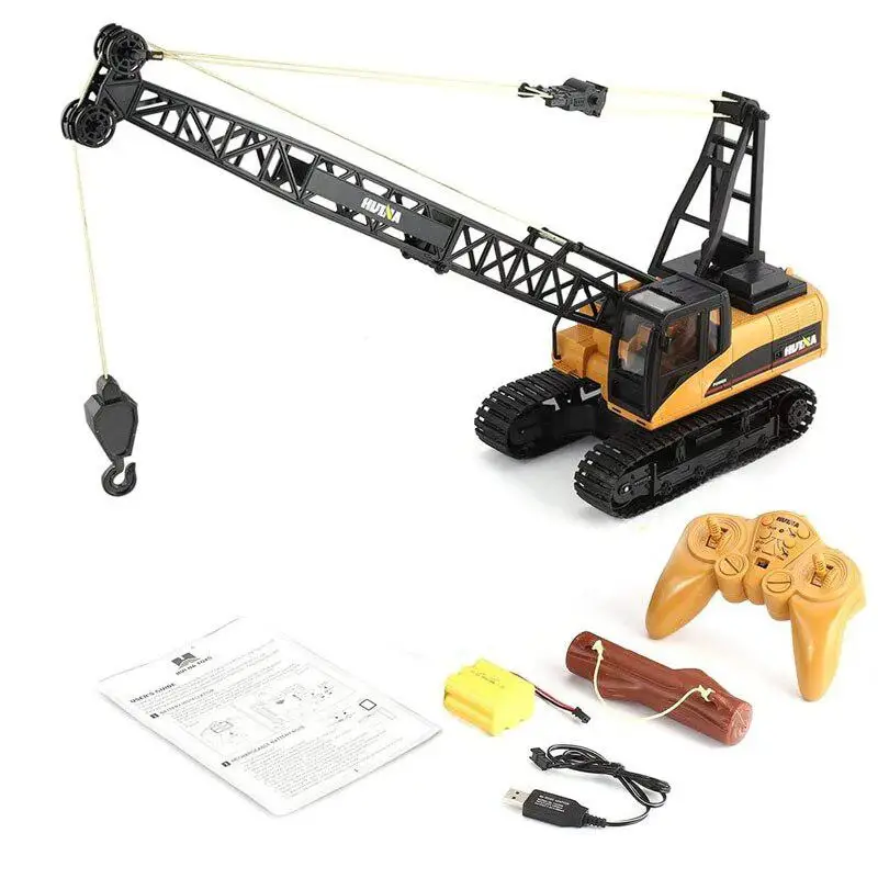 

HUINA 1572 15ch RC Alloy Crane 1/14 2.4GHz Engineering Movable Latticed Boom Hook Mechanical Truck Toy Car with Sound Light