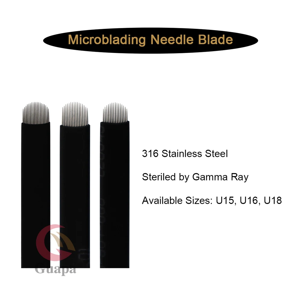 100 шт. 0,20 мм Laminas Tebori Flex Microblading 15 16 18 U форма иглы татуировки для постоянного макияжа бровей лезвия ручка-держатель игл
