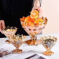 amber glass fruit plate transparent compote modern household snack dessert dish holiday cake nuts fruit basket
