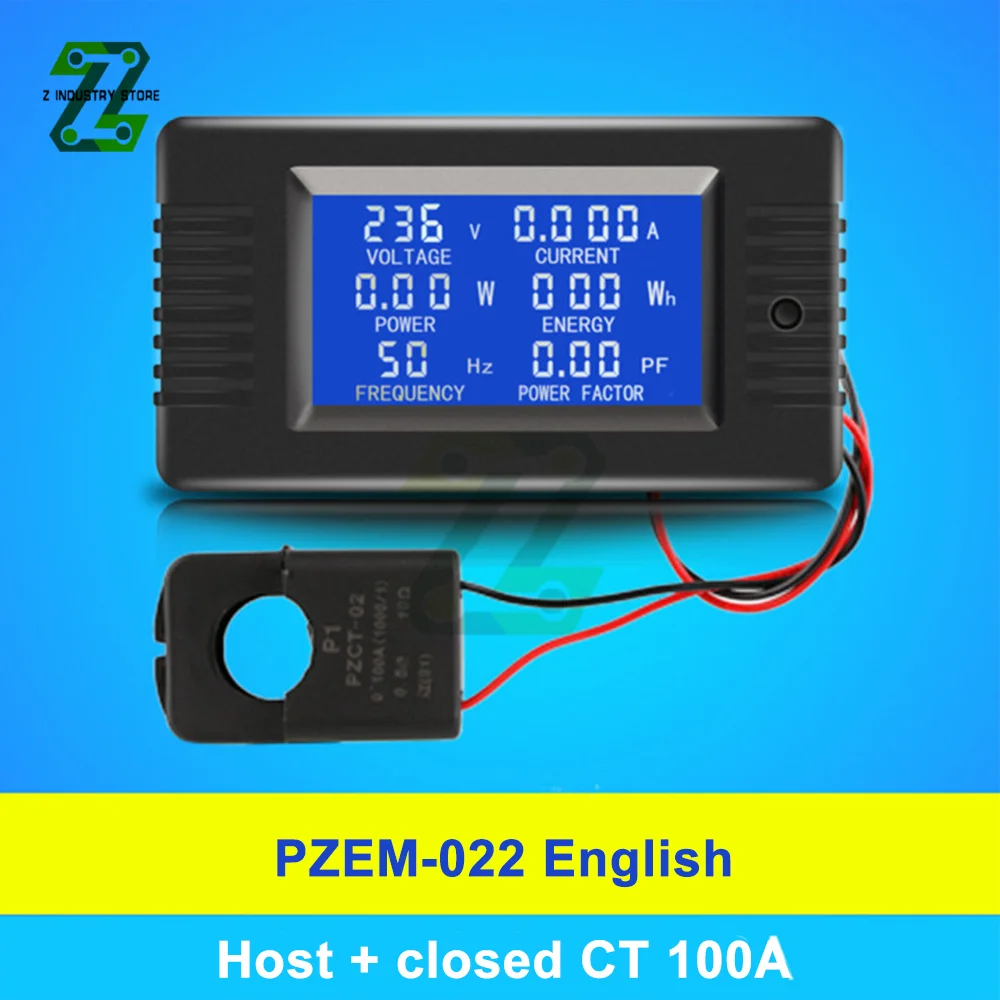 

AC 80V-260V 5A 10A 100A Digital Voltmeter Ammeter Voltage Current Tester Power Energy Frequency Power Factor Meter