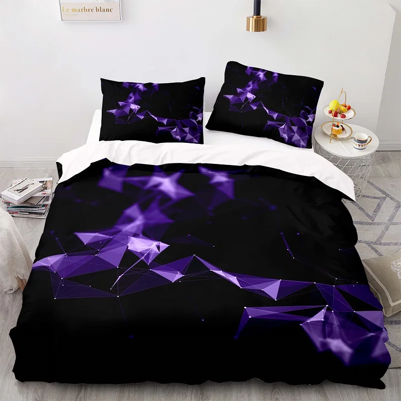 

Sci-Fi Network Purple Communication Pattern 140Ã—210 Duvet Cover Set With Pillowcase, 240Ã—220 Quilt Cover, King Size Bedding Set