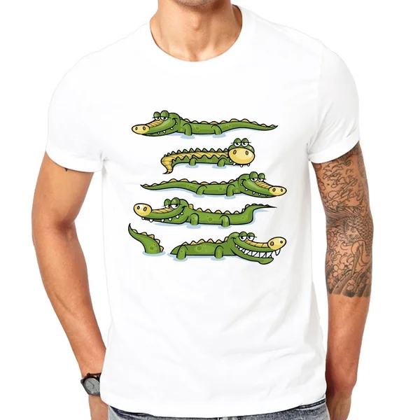 

High Quality Custom T-shirt Summer Men Short Sleeve Cute Crocodile Print