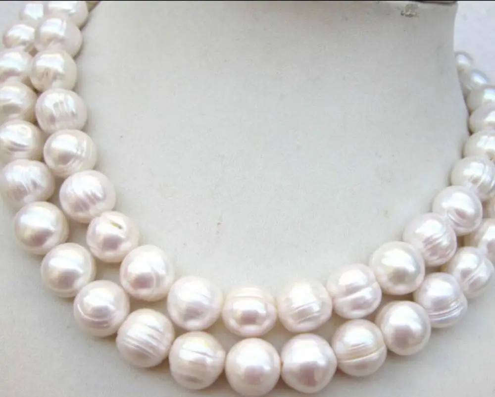 Ожерелье из жемчуга в стиле барокко 2 ряда 9-10 мм 18/19/925s | Украшения и аксессуары