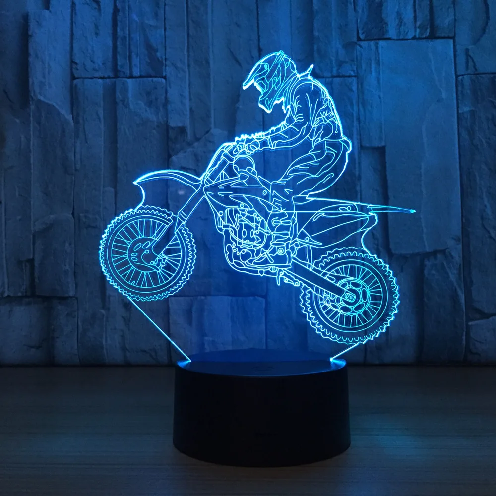 

3D конечностей мотоцикл LED Акриловый Ночной светильник сенсорный USB настольная лампа 7 Цвет изменение светильник s платье, платье для дня рожд...