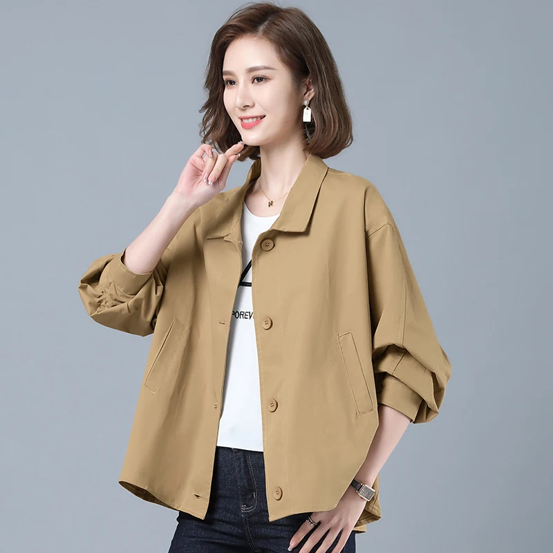 

M-4XL fashion women's jacket 2021 spring and autumn new loose casual all-match long-sleeved jacket plus size women's jacket