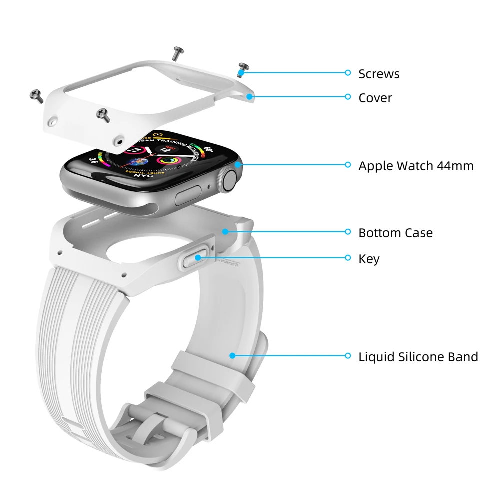 White Силиконовый ремешок для часов TPU чехол для часов Apple Watch Series 4 44 мм Полная рамка Защита экрана для IWatch Series 4 44 мм ремешок для часов - Цвет: White