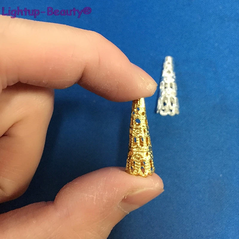 

100pcs Bugle Cone Bead Caps Hollow Out Flower Bead End Caps DIY Jewelry Making