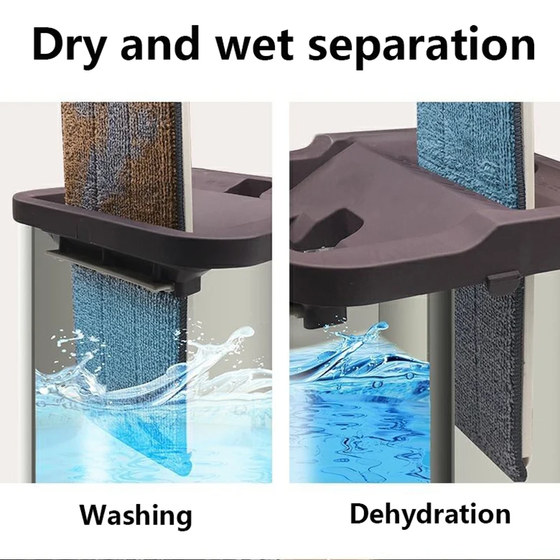 Плоская сжимающаяся половая тряпка и ведро ручная свободная отжимная Швабра для