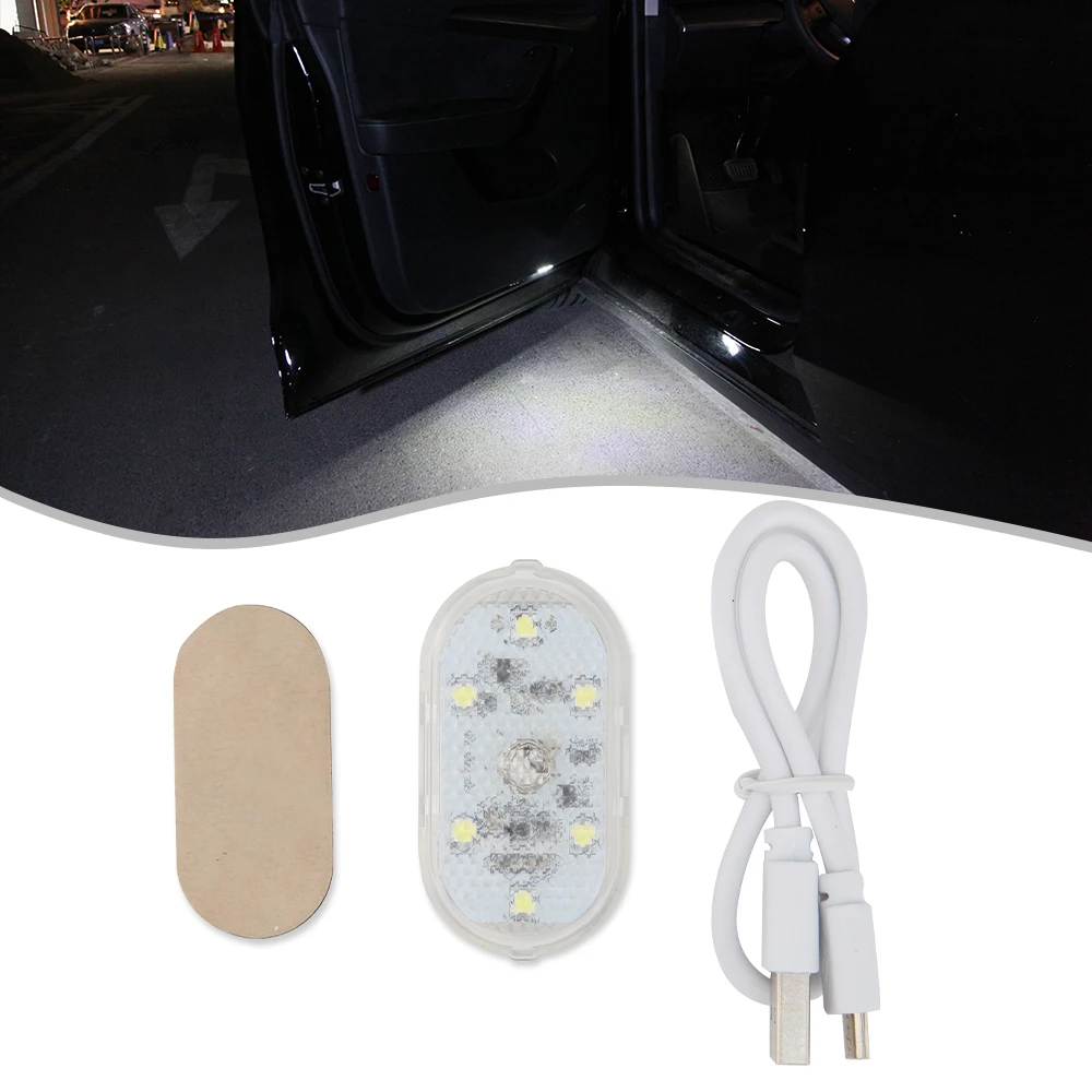 2/4Pcs LED Car Openning Door Light USB Charging Wireless Magnetic Door Welcome Light Safe Anti-collision Signal Lamp Accessories