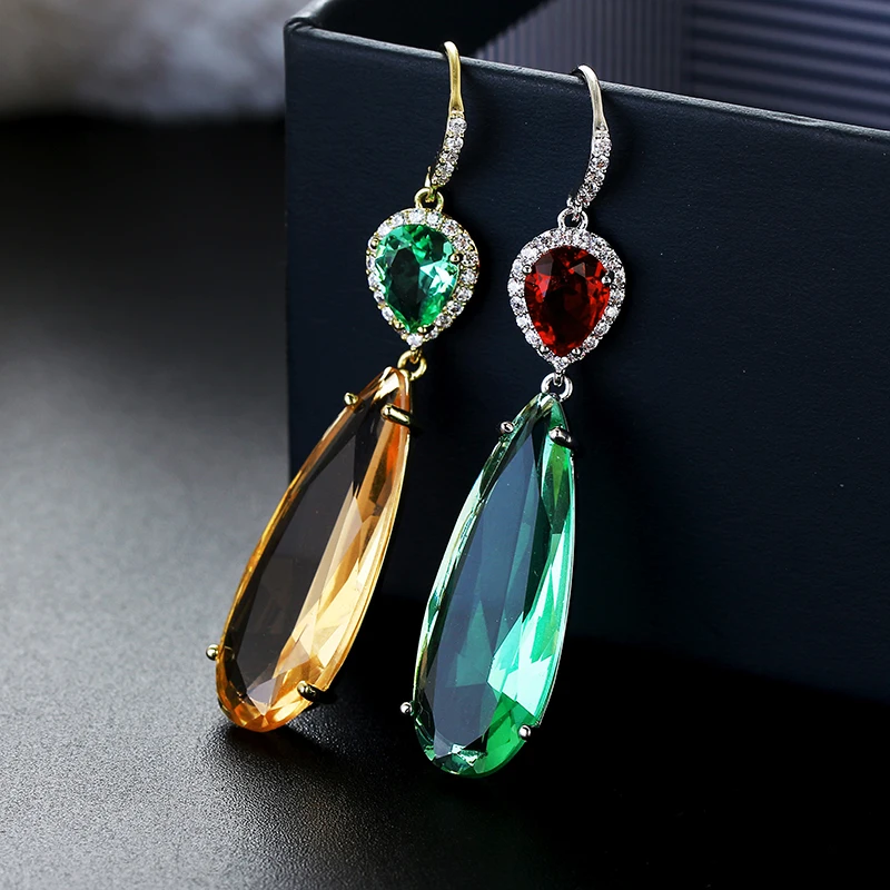 Очень девушка 50 мм в форме капли серьги персонализированные зеленые со стразами