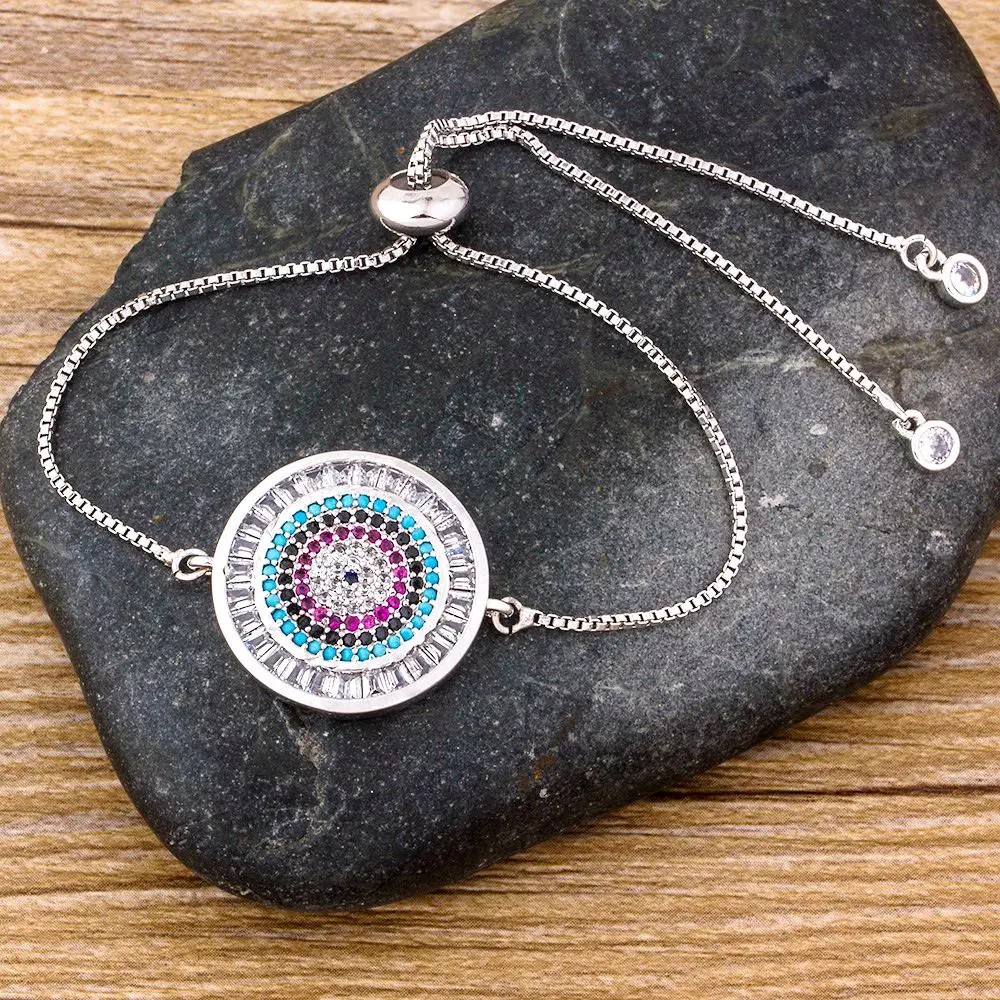 Модные золотые медные браслеты Nidin с фианитами цепочка от сглаза для женщин