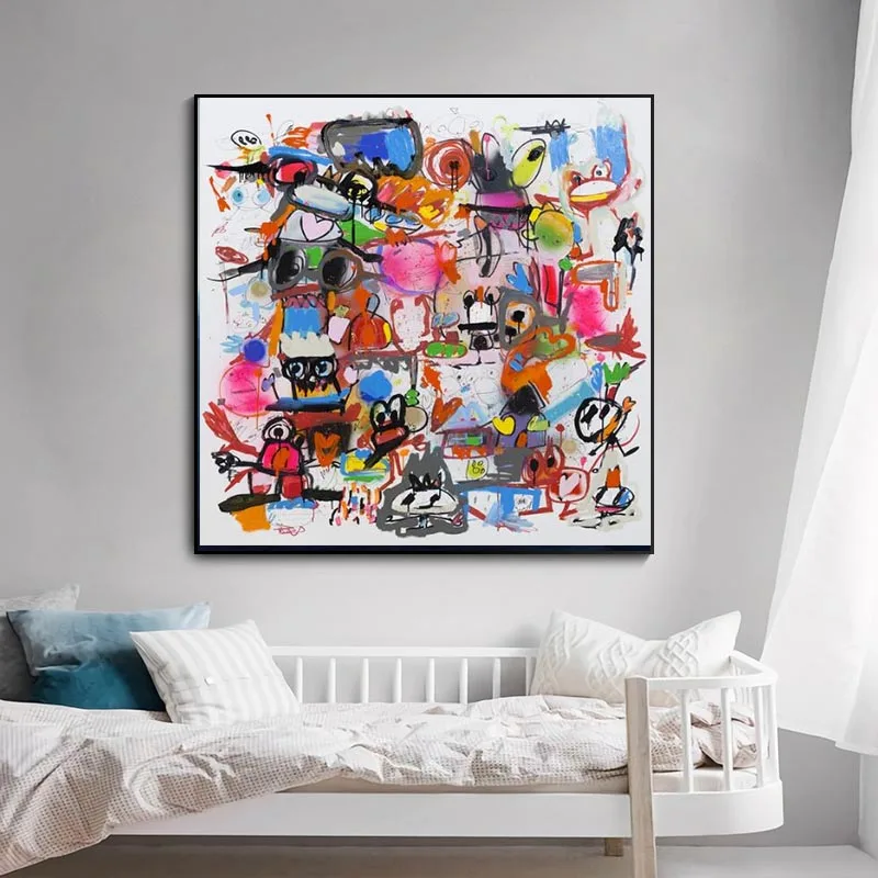 

Cute Creative Colored Animal Canvas Painting Pet Wall Art Poster And Print Gift Graffiti Picture For Baby Room Home Decor