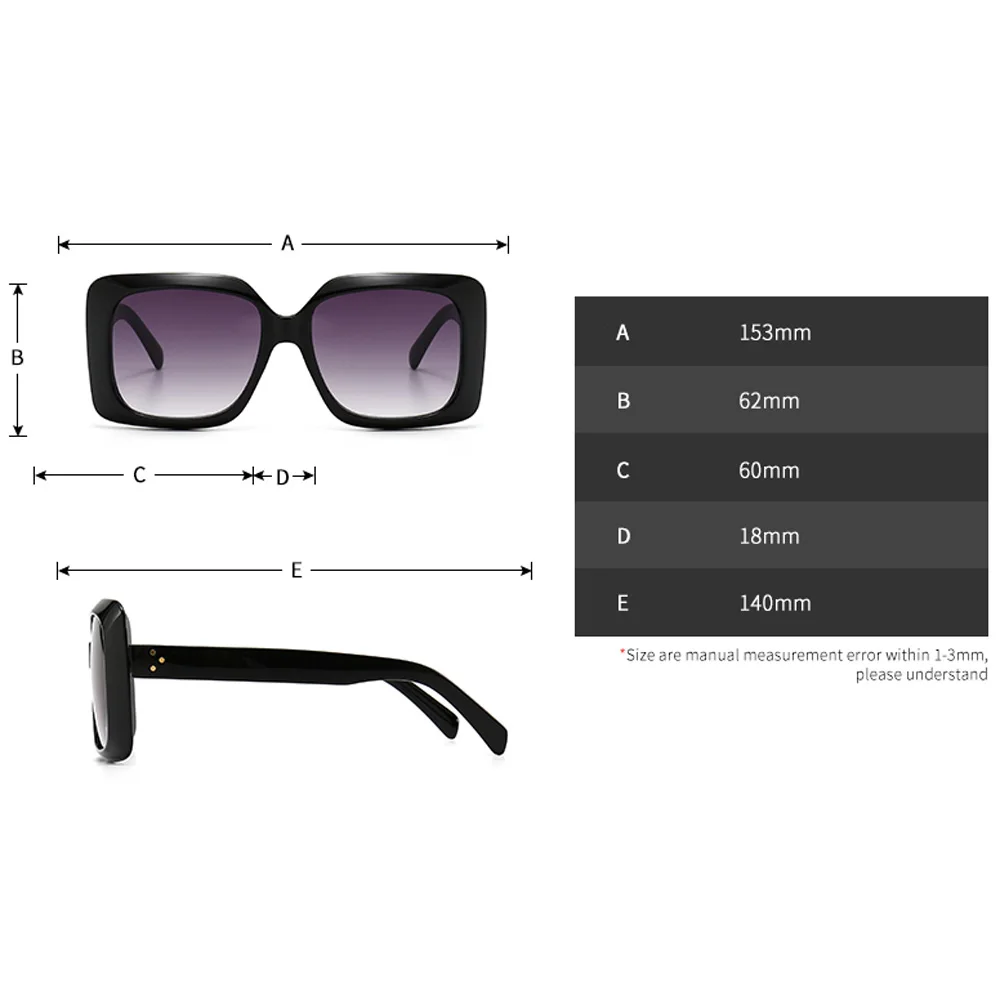 

Oulylan Square Sunglasses for Men Women Brand Oversized Sun Glasses Gradient Female Male Big Frame Shades Eyewear UV400