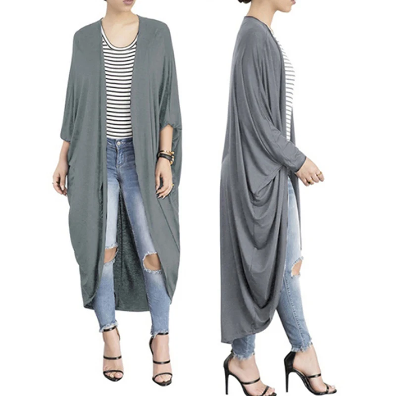 Женский Повседневный Свободный кардиган осень 2020 длинный рукав одноцветное