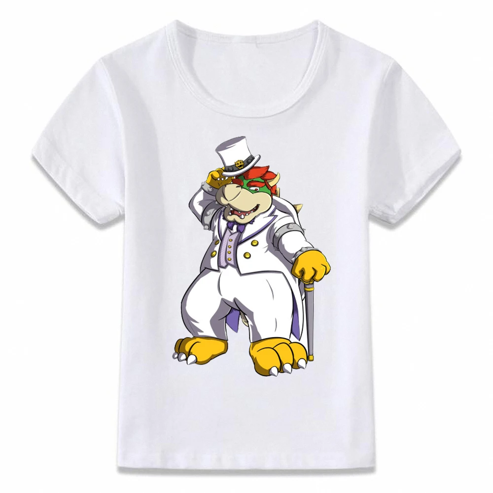 Забавная детская одежда унисекс футболка для мальчиков Bowser из Марио и девочек с