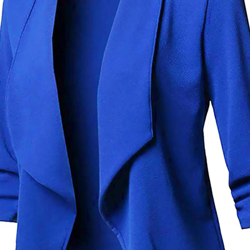 Autumn winter women's Casual long sleeve top Solid color Open Front Fold asymmetry Cardigan Jacket Coat L0808