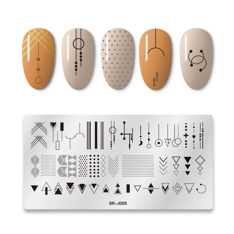 Пластины для штамповки ногтей геометрические узоры линии элементарный орнамент