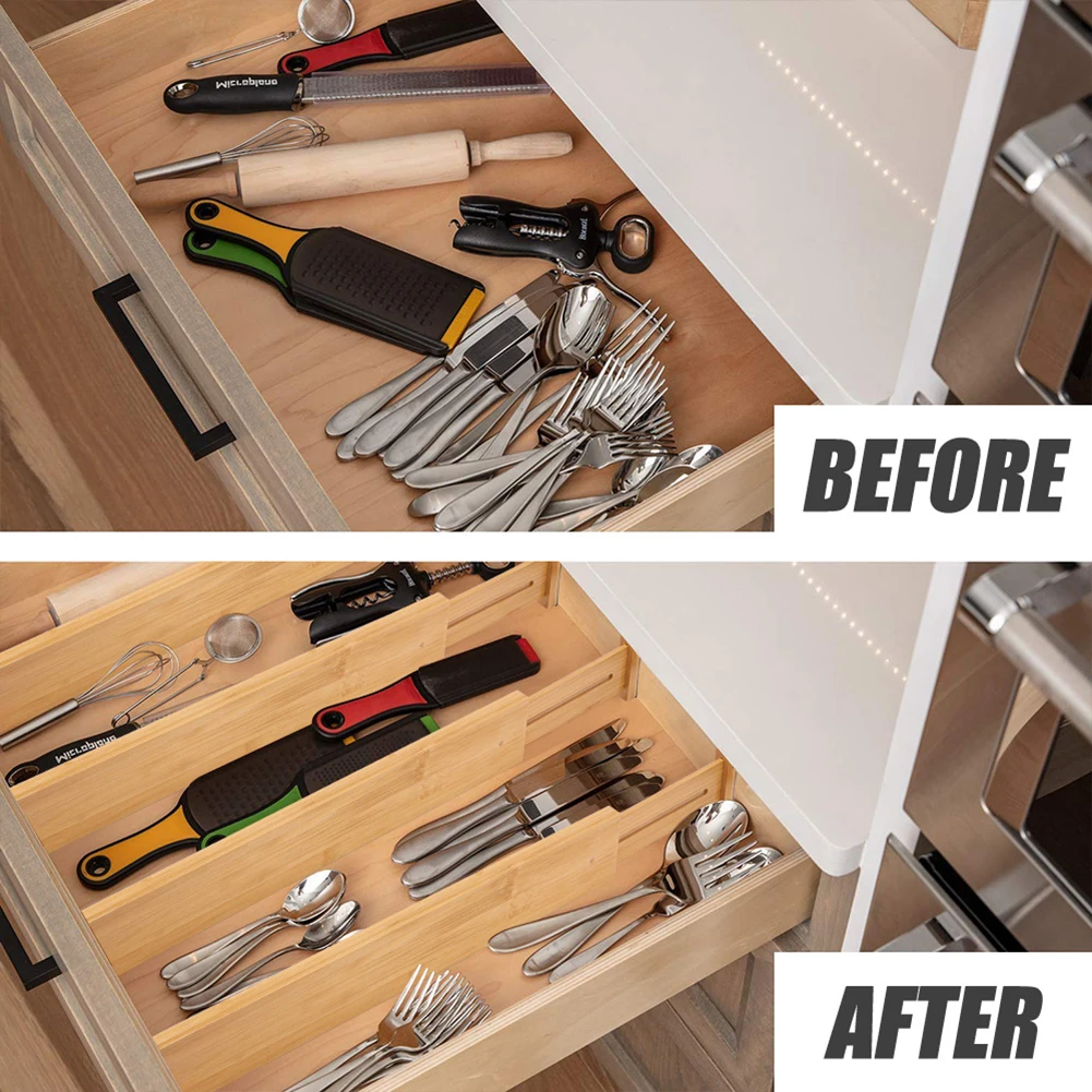 Бамбуковые разделители для ящиков кухонный ящик органайзер регулируемый