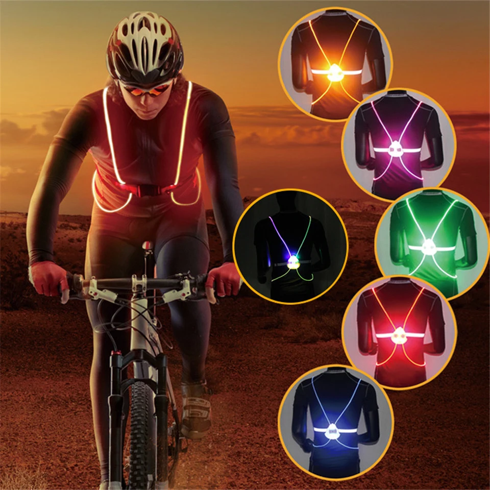 

Revolutionary Illuminated & Reflective Vest for Running & Cycling with Multicolored LED Fiber Optics