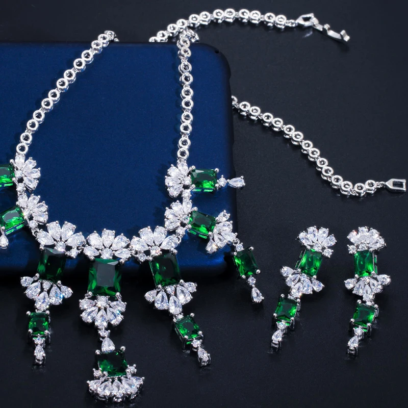 BeaQueen очаровательный зеленый фианит свадебные аксессуары для одежды длинные