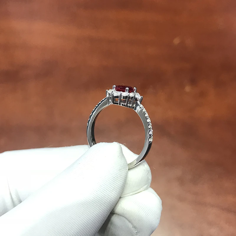 

10K Gold ring Lab Created 1.5ct Ruby and Moissanite Diamond Ring With national certificate Ru-007