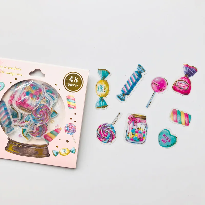 

48 pcs /Bag Sweet Candy Hot Stamping Decorative Stickers