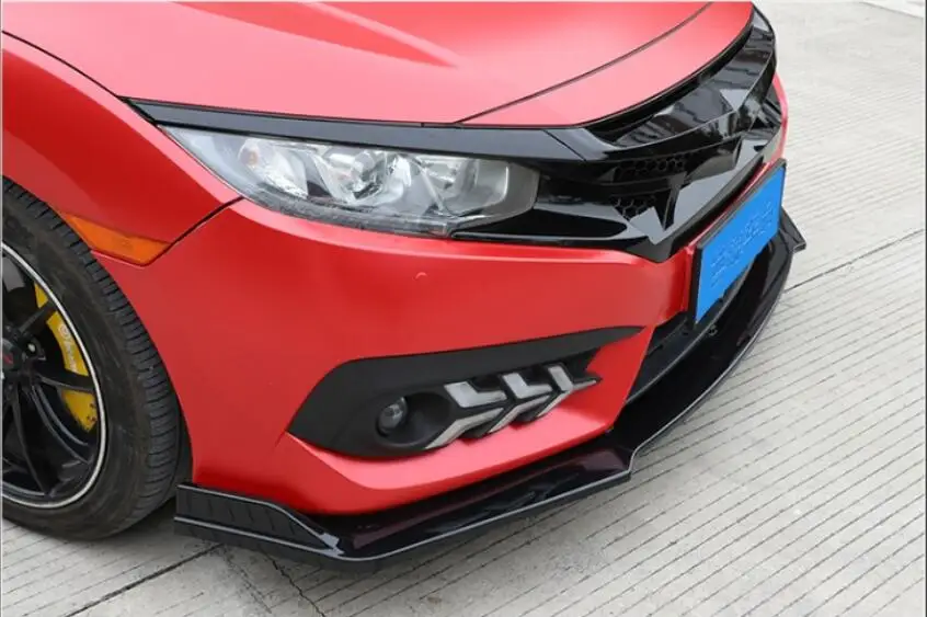 3 шт./компл. ABS черный передний бампер для губ Диффузор для Honda Civic