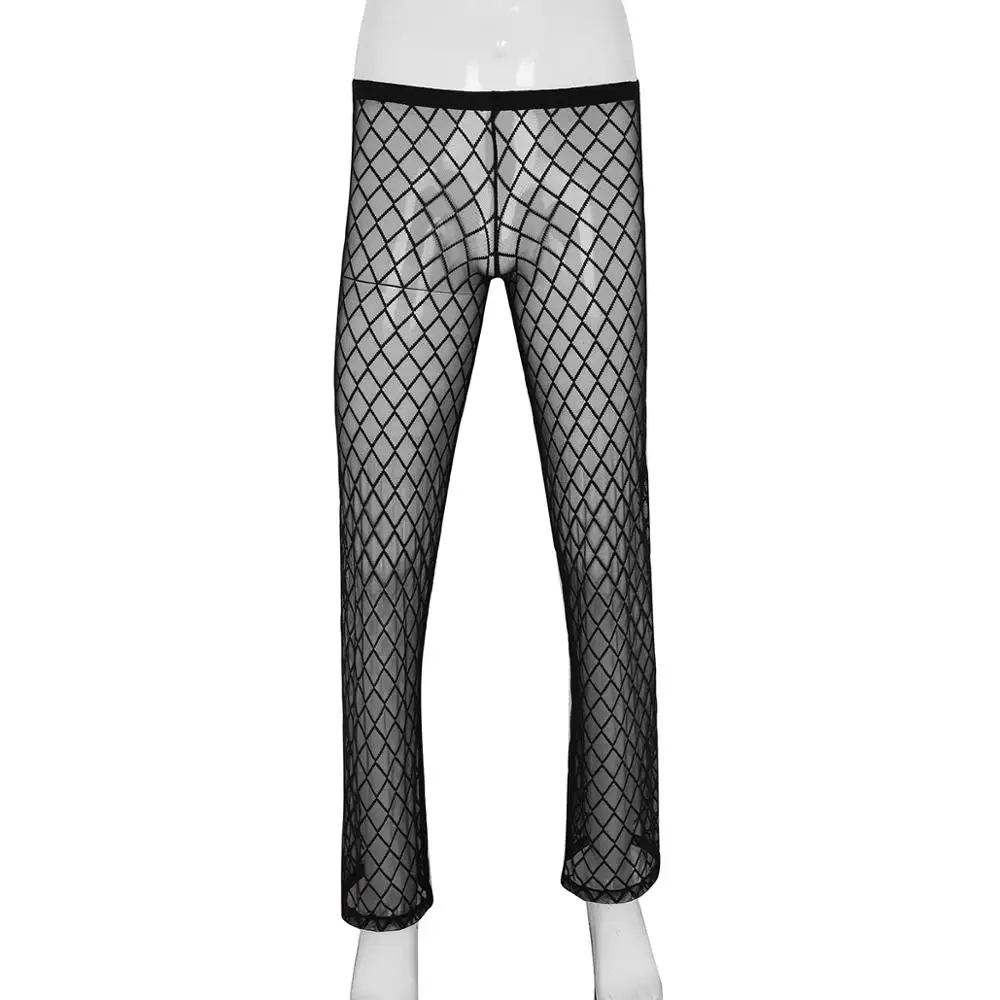 Мужские сетчатые брюки сетка Прозрачное нижнее белье домашние штаны для отдыха