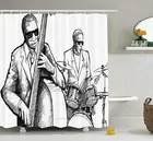 Музыкальный Декор душевая занавеска набор иллюстрация джазовой группы музыканты играющий барабан концерт музыкальное представление аксессуары для ванной комнаты