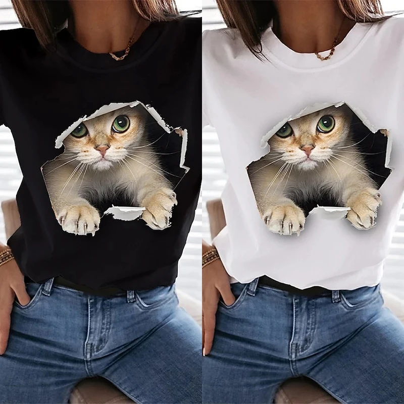 Женская футболка с коротким рукавом объемная большого размера изображением