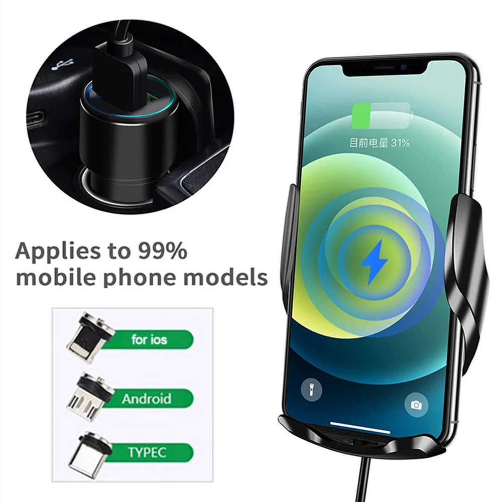 Najtaniej Bezprzewodowa ładowarka FDGAO Qi Uchwyt Samochodowy Automatyczny 15W /10W Air Vent Uchwyt Telefonu Dla IPhone 13 12 11 XS XR X 8 Samsung S21 S20 S10