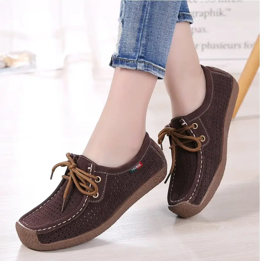 

Cowhide hollow retro women shoe wild Lazy shoes Ms Peas shoes Women casual shoes single shoes Ladies sports shoes women Sneakers