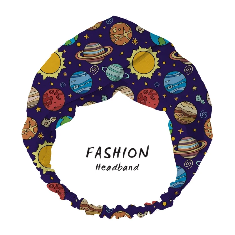 

2020 Hair Accessories Summer Women Hairband Solar system Printed Headband Cross Knot headband Bandanas HairBands Hair Scrunchies