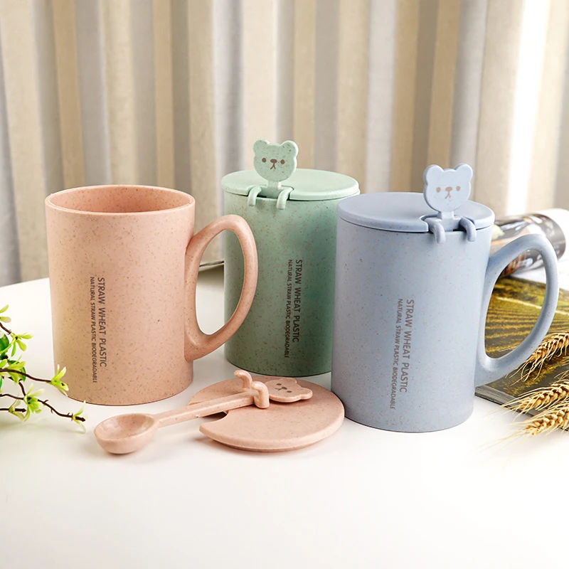 Кружка для кофе и чая с ложкой 450 мл кружки из пшеничной соломы креативные