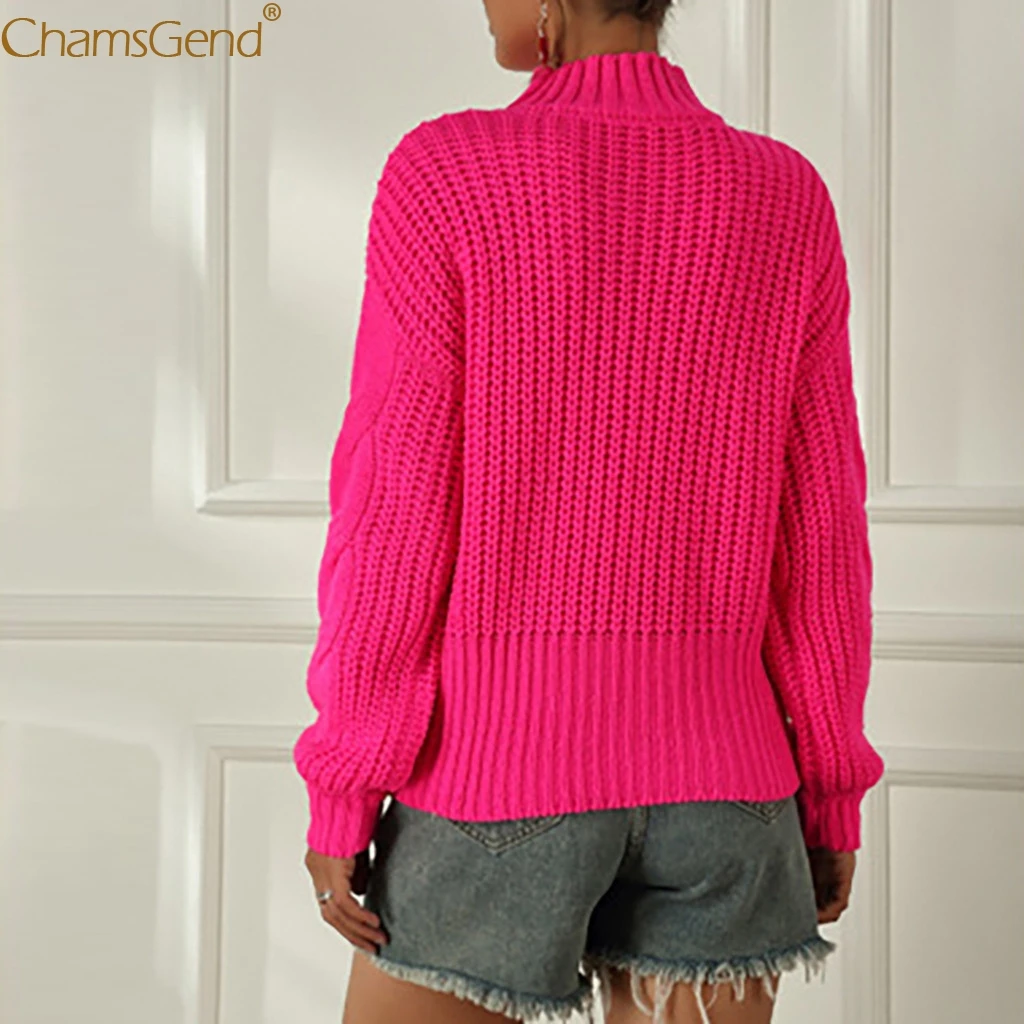 Толстый зимний женский свитер вязаные Джемперы для женщин Розовый пуловер